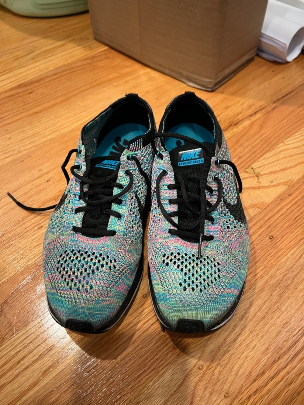 Nike Multicolor Flyknit Sneakers with Black Swoosh - Picture 5 of 9